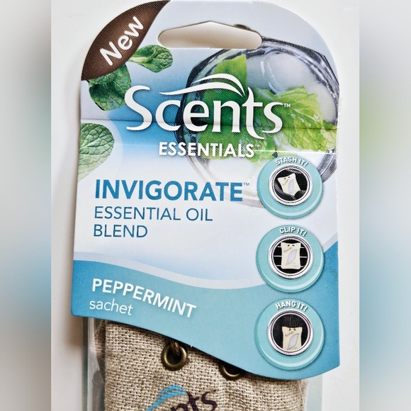 NWT 》3×《 SCENTS ESSENTIALS INVIGORATE ESSENTIAL OIL BLEND PEPPERMINT SACHETS! - Picture 2 of 11